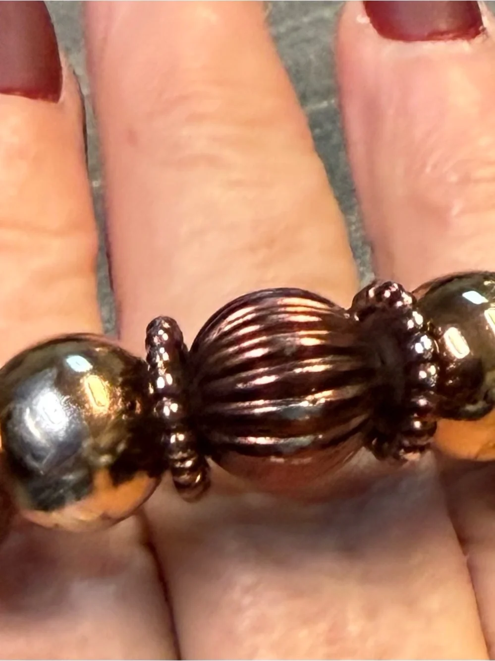 Gold and Bronze Beaded Costume Stretch Bracelet